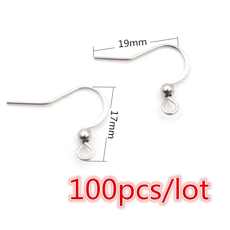 30-100pcs Stainless Steel DIY Earrings Hooks Clasp Findings Handmade Jewelry Making Accessories Earwire Accessories Steel Gold