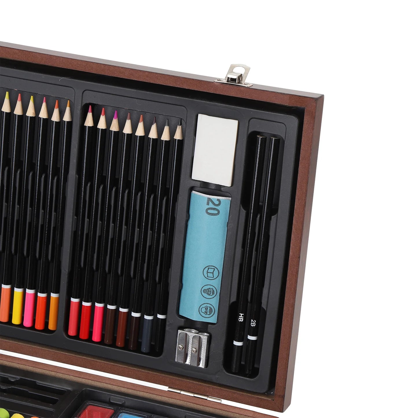 142PCS Wooden Art Set, Colored Pencils, Oil Pastels, Crayons, and Watercolor Paints.