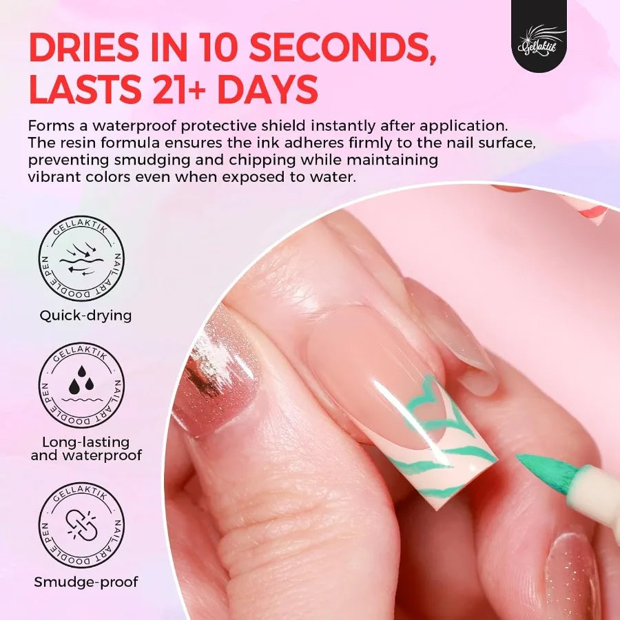 12 Colors Nail Pens Set 3D Nail Polish, Quick-Drying Acrylic Paint Markers