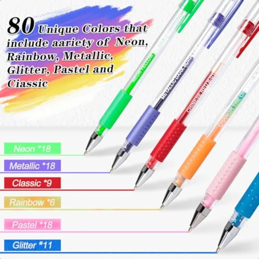 160 pcs Gel Pens for Adult and Artist Coloring Books, Black Case.