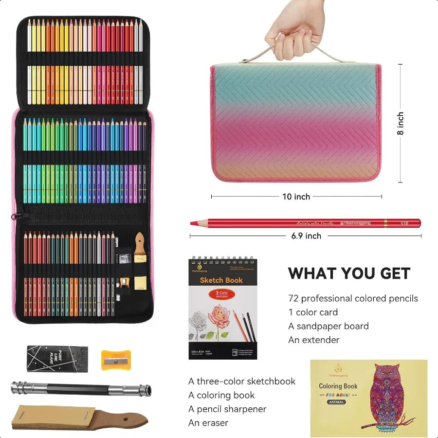 72-Color Artist Pencil Set for Coloring and Drawing