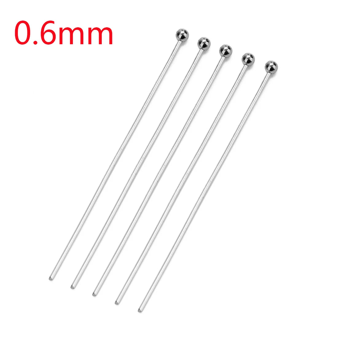 100pcs Stainless Steel Flat Head Pin Eye Pin Round Ball Pin 15 20 25 30 35 40 45 50mm Needle Pin Finding for DIY Jewelry Making