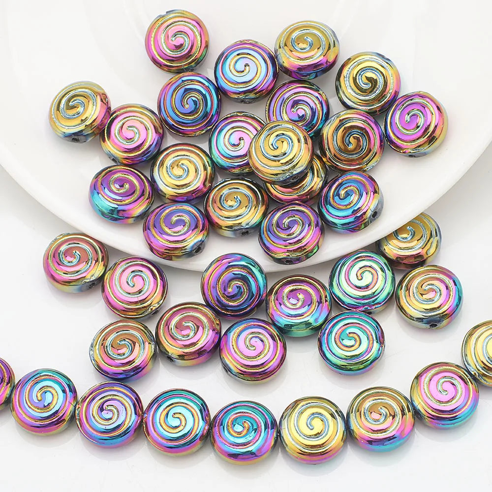 30Pcs Crystal Glass Round Beads Screw thread