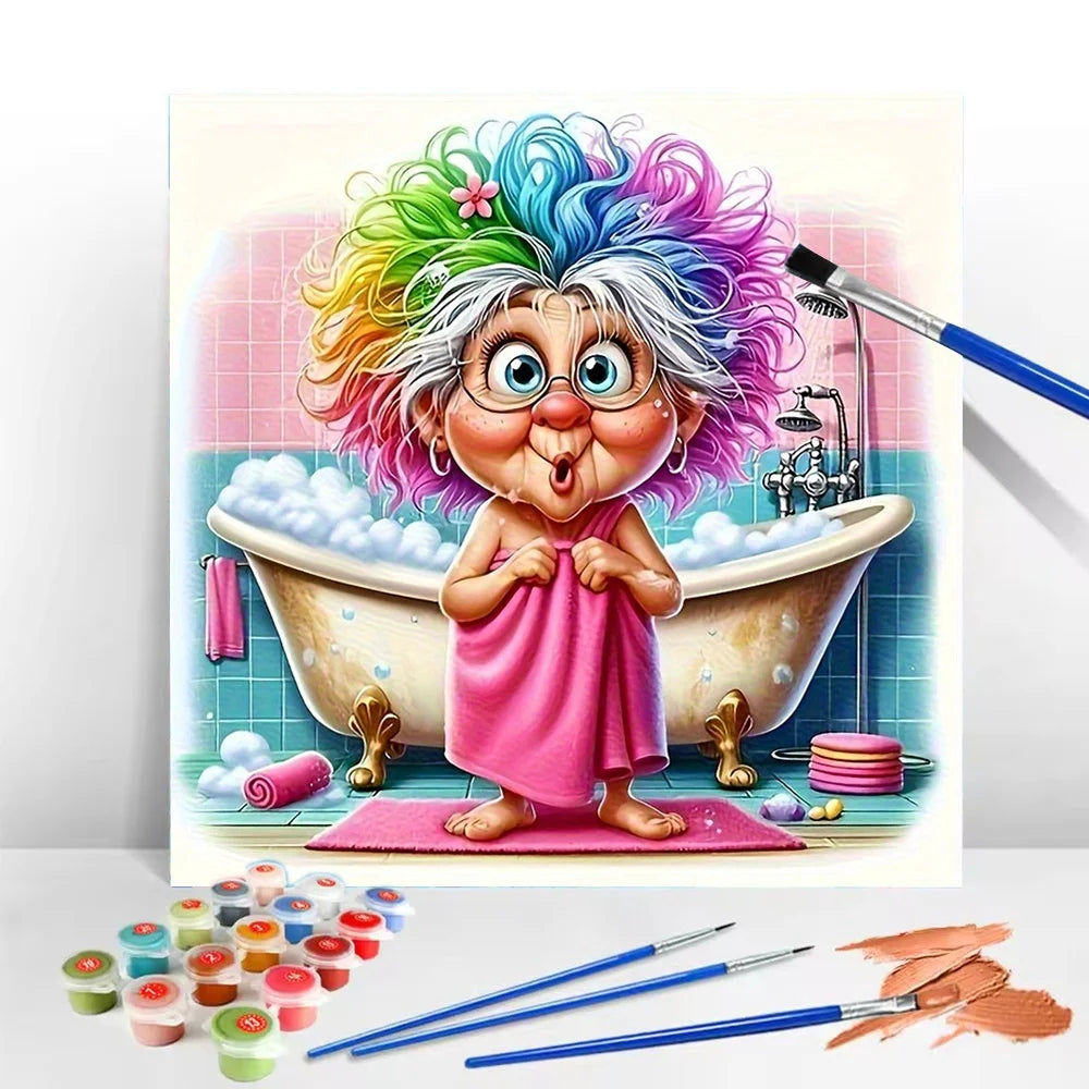 Cartoon Grandma DIY Art Paint By Numbers For Adult Craft Kit