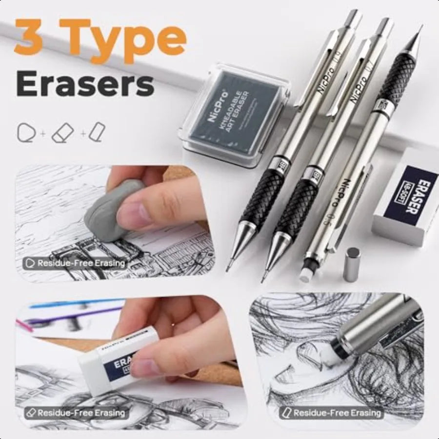 37Pcs Art Drawing Kit Metal Pencil Set, 9x12 Sketch Book