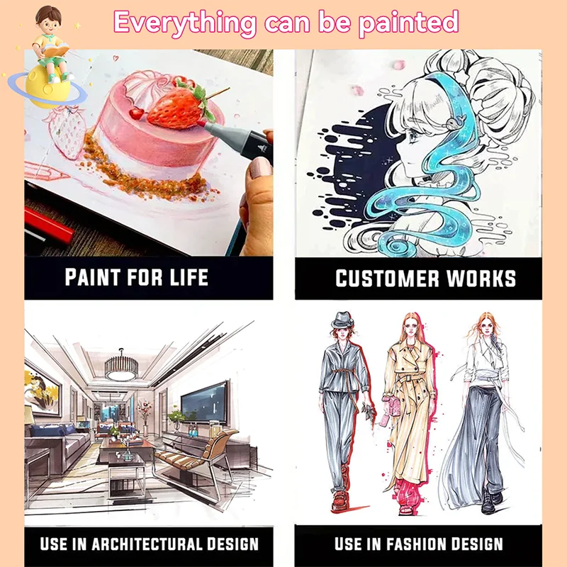 168 Color Double-Ended Alcohol Permanent Marker Pen.