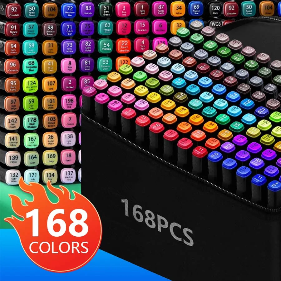168 Color Double-Ended Alcohol Permanent Marker Pen.