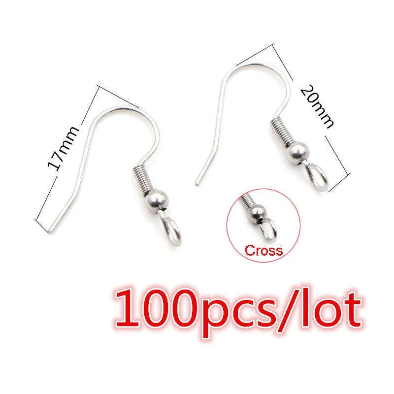 30-100pcs Stainless Steel DIY Earrings Hooks Clasp Findings Handmade Jewelry Making Accessories Earwire Accessories Steel Gold