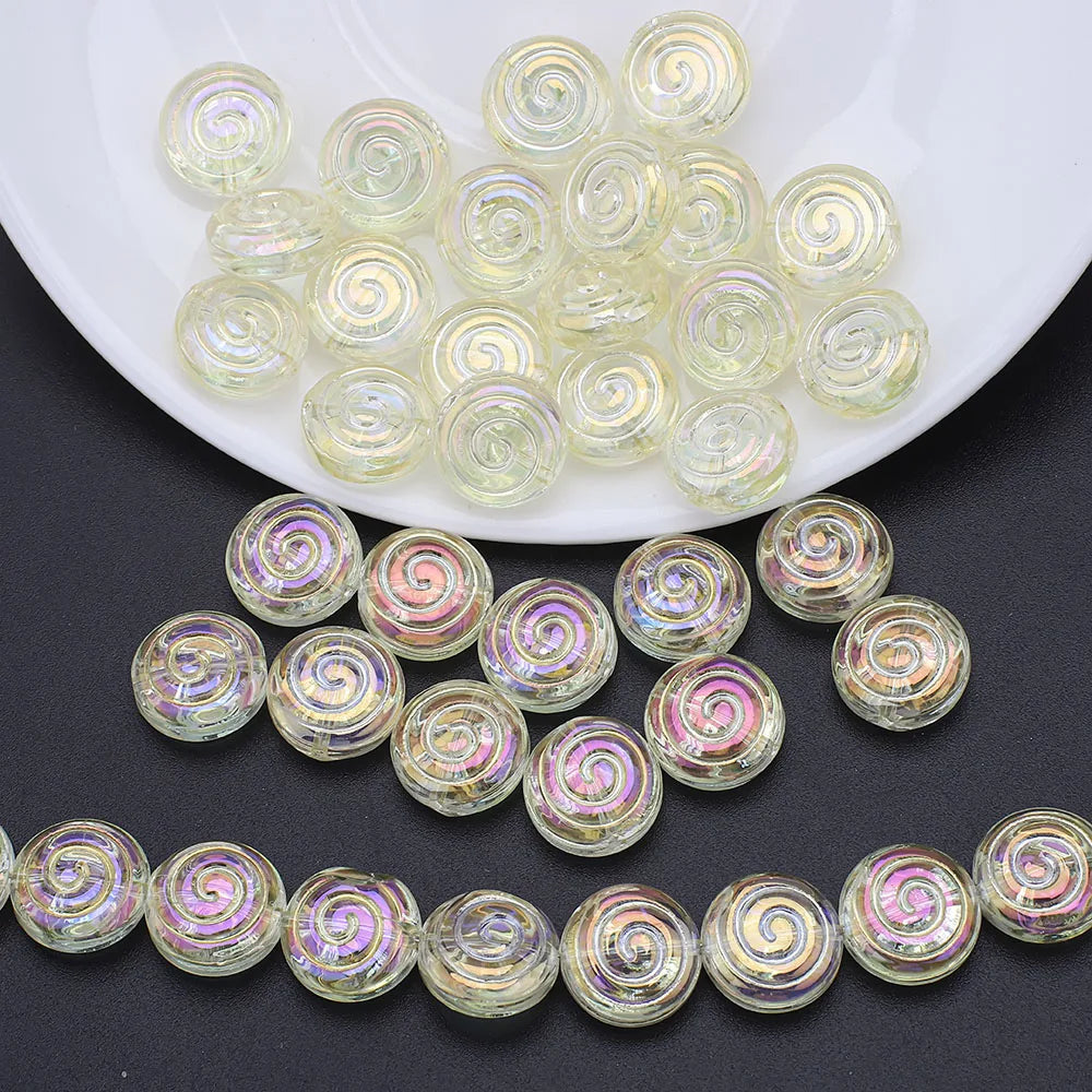 30Pcs Crystal Glass Round Beads Screw thread