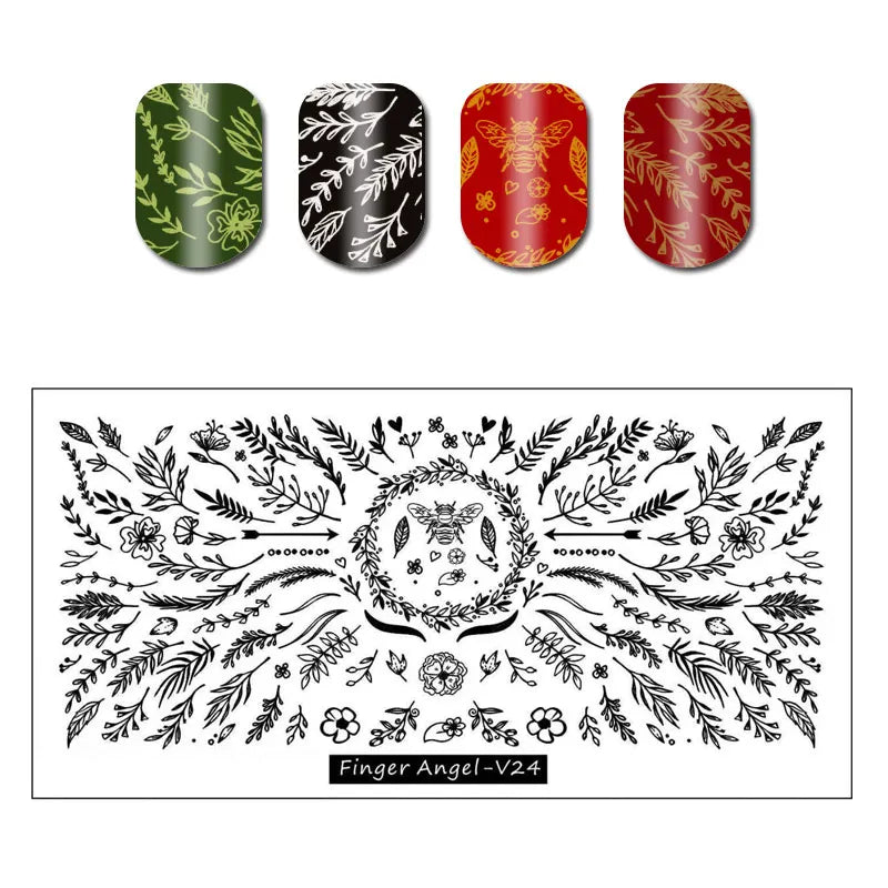 Floral Leaf Nail Stamping Plate Stainless Steel Template for Nail Art