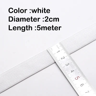 5Meters Sewing Elastic Band, High Elasticity, Waistband White, Black 10-60MM