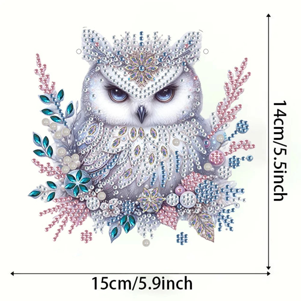 5D DIY Double-Sided Acrylic Owl Diamond Painting Hanging Pendant