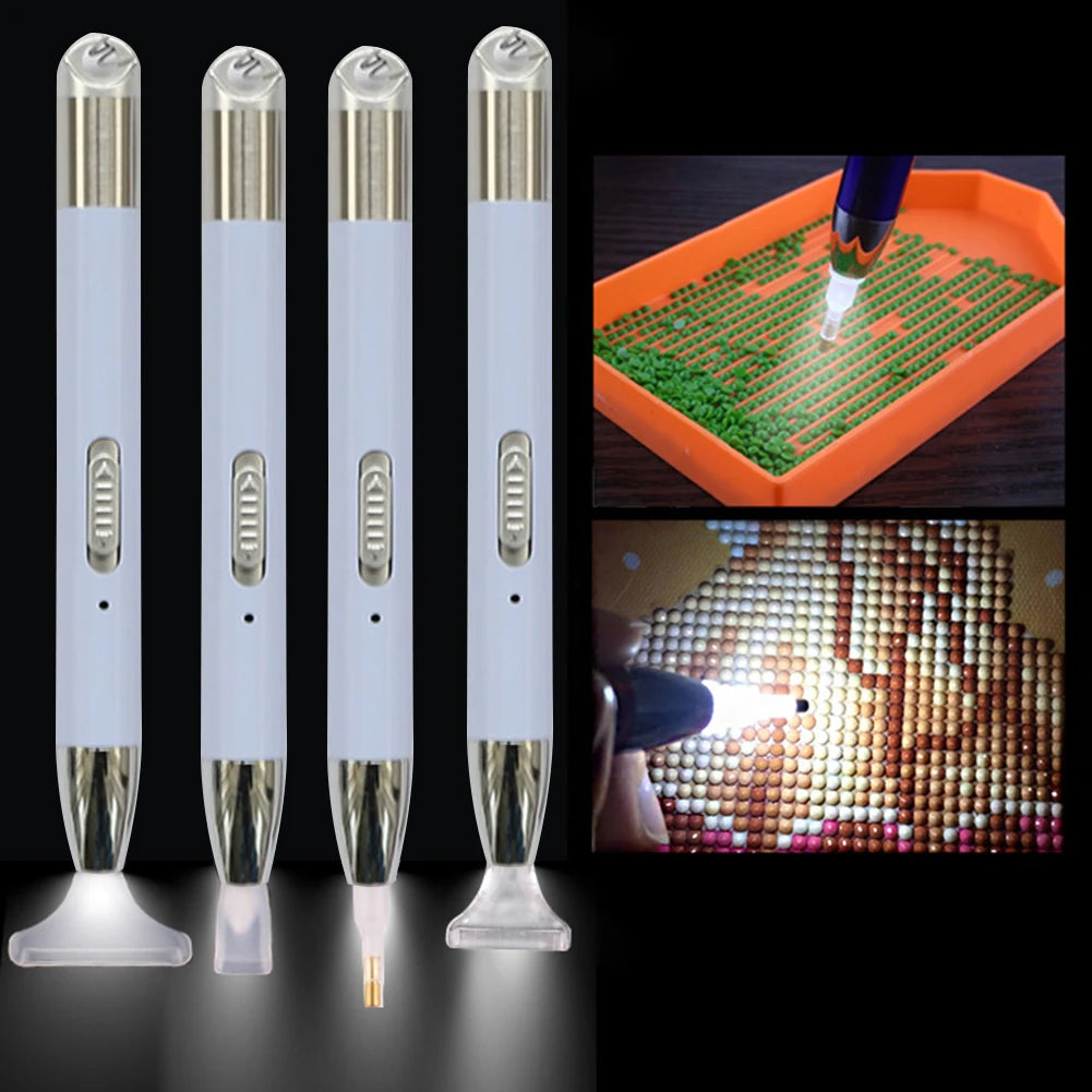 5D DIY Diamonds Art Rechargeable, Plastic Lighting Pens have multifunctional heads.