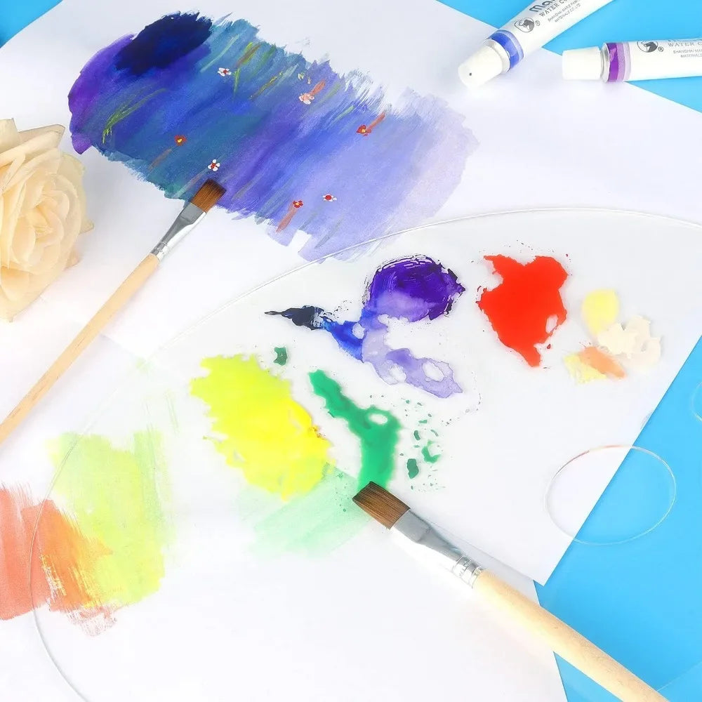 Acrylic Paint Palette 11.8x7.9in with Thumb Hole, Easy Clean Tray for Oil & Watercolor