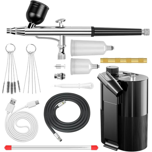 Cordless Rechargeable Airbrush Kit for Nail Art & Barber Styling