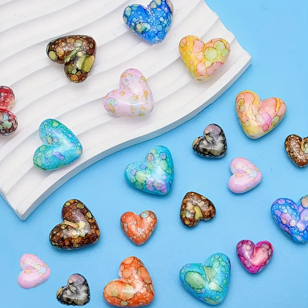 30 pieces of random color heart-shaped spacer beads, suitable for DIY jewelry making, bracelets, necklaces and string jewelry.