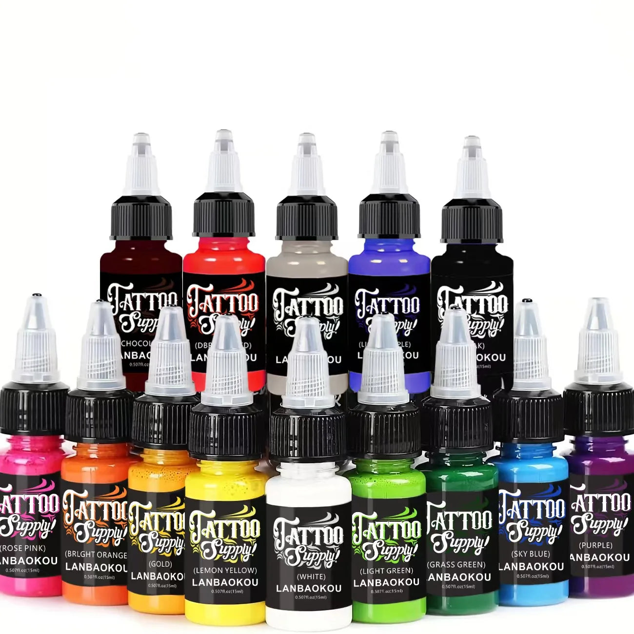 15ml 14colors TATTOO Ink Pigment Body Art, TATTOOS Kit, Professional. Semi-permanent