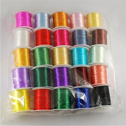 25rolls/Bag 0.8mm Elastic Stretch Fibre Wire Jewelry Making