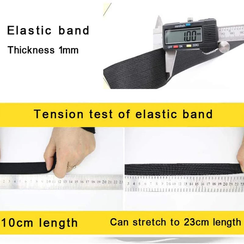 5Meters Sewing Elastic Band, High Elasticity, Waistband White, Black 10-60MM