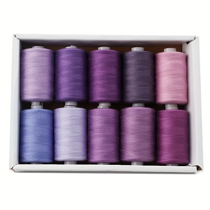 10 Spool Polyester Thread Set – 1000 Yards Each for Sewing & Quilting