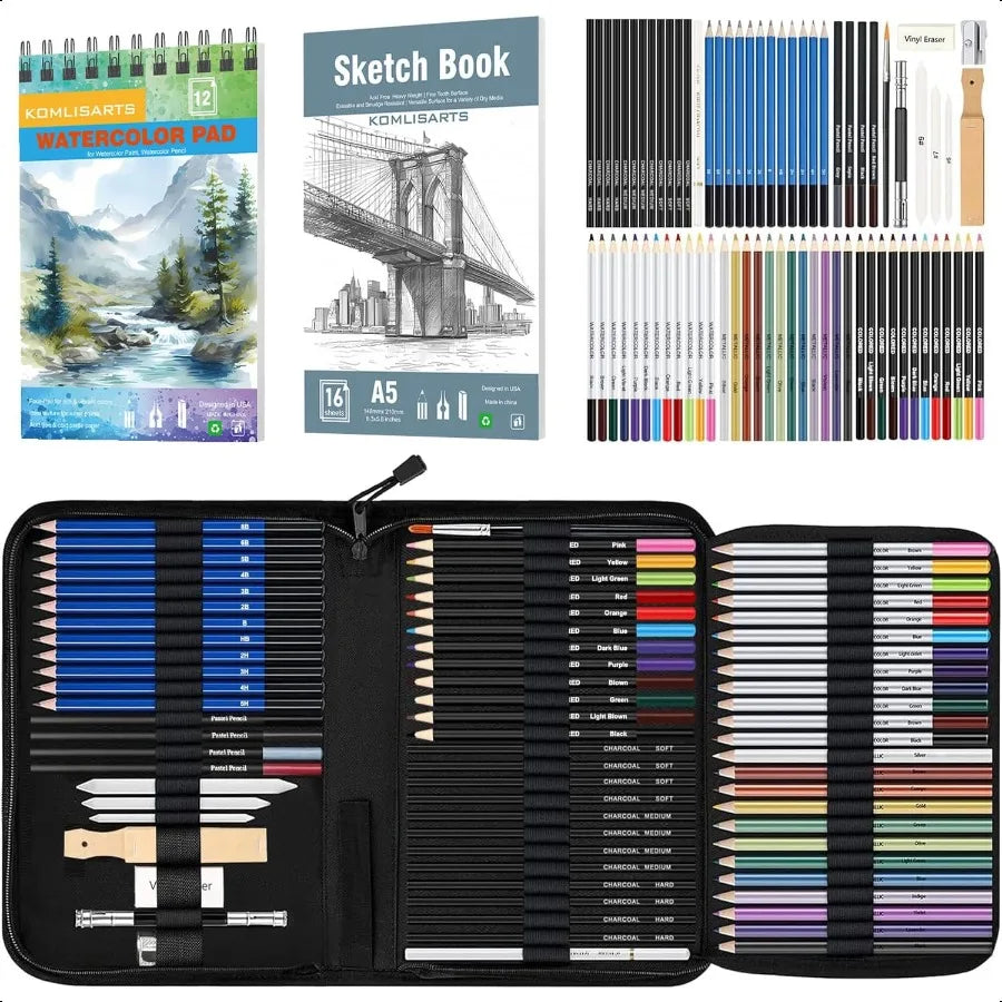 73 Pcs Sketch Pencils, Charcoal Drawing Set for Artists, Beginners, Adults