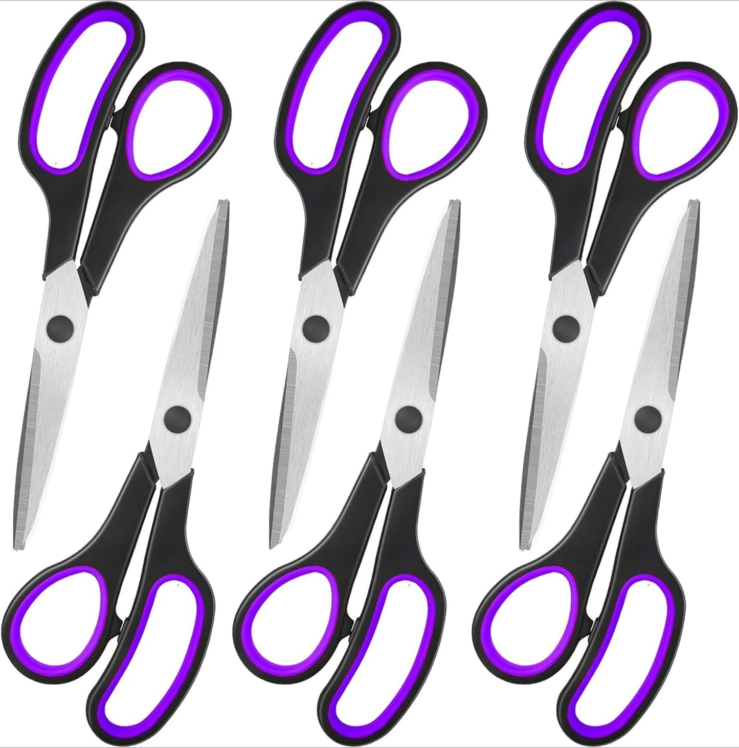 8" Scissors All Purpose 6 Pack - Comfort-Grip Sharp Scissors
