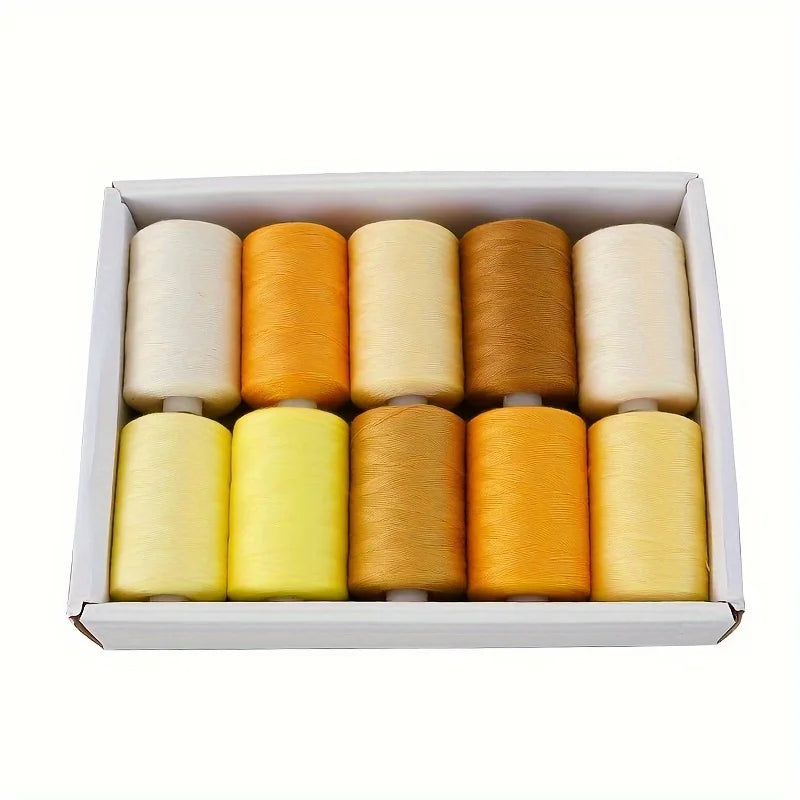 10 Spool Polyester Thread Set – 1000 Yards Each for Sewing & Quilting