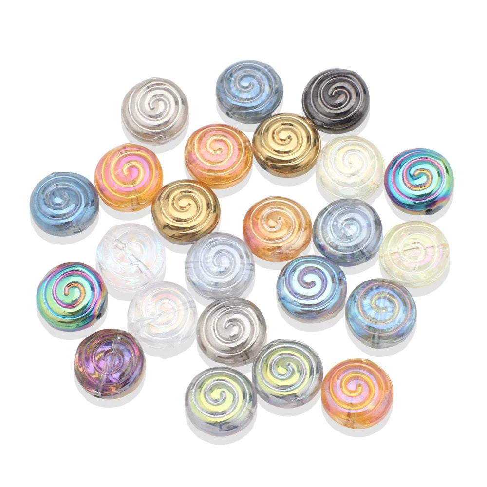 30Pcs Crystal Glass Round Beads Screw thread