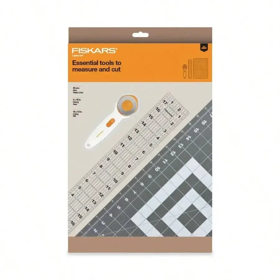 3-Piece Fabric Cutting Set: Rotary Cutter, Cutting Mat & Sewing Ruler for Quilting