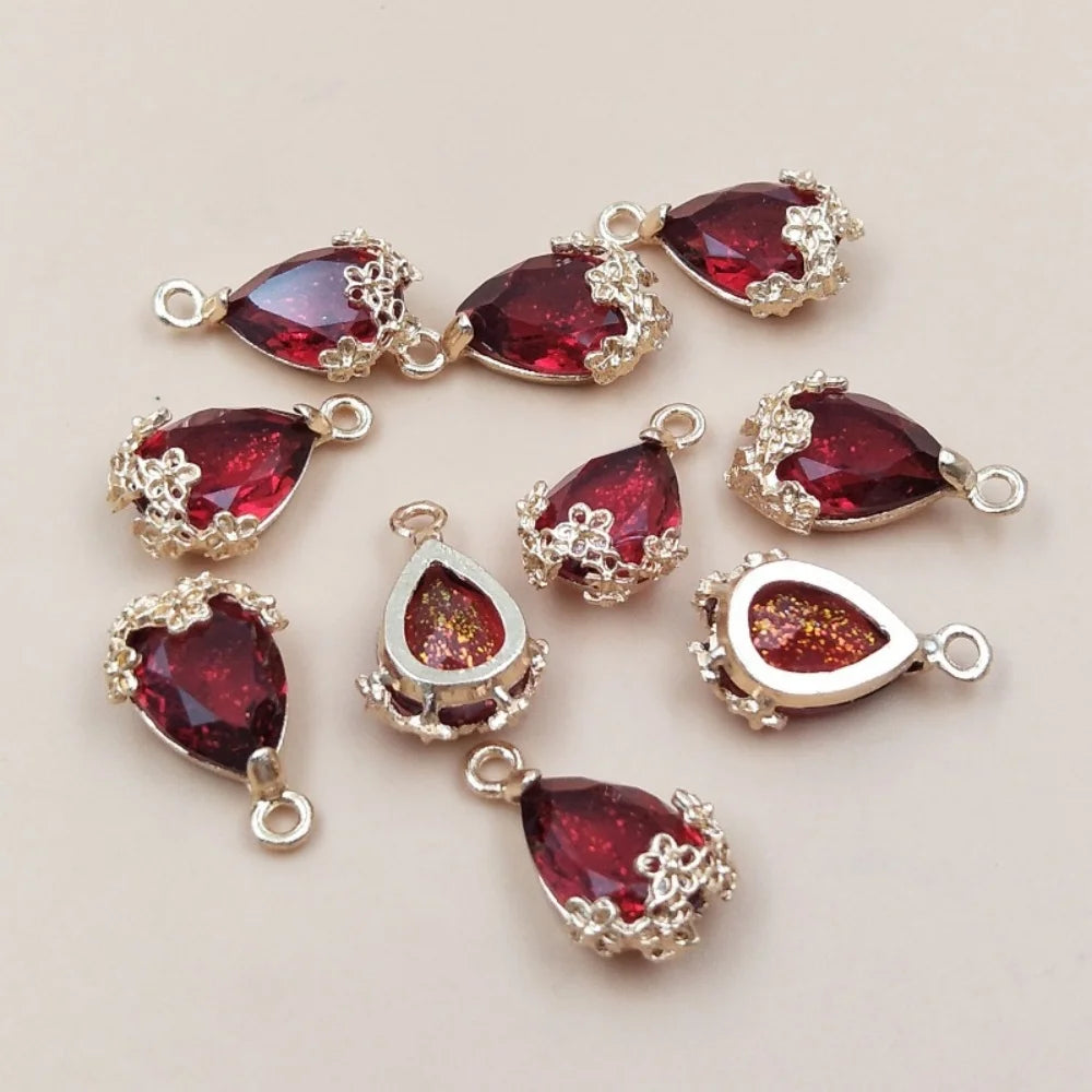 10pcs Hollow Plum Teardrop Pendant 21x13mm – DIY Jewelry Charm