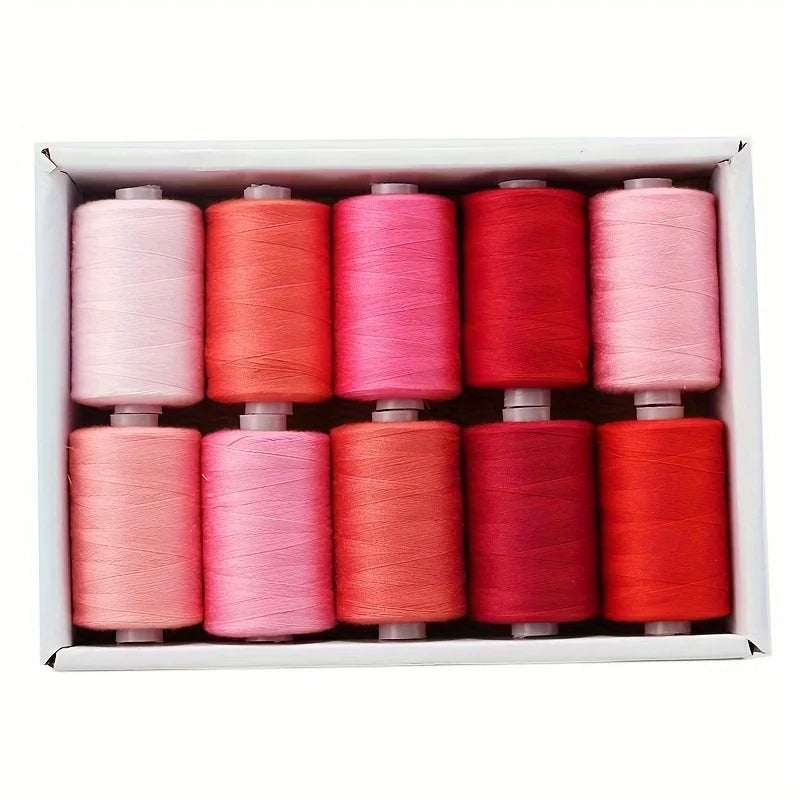 10 Spool Polyester Thread Set – 1000 Yards Each for Sewing & Quilting