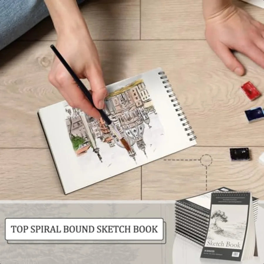 20 Pcs Top Spiral Artist Sketch Pads 5.5'' x 8.5'' and 68lb 100gsm