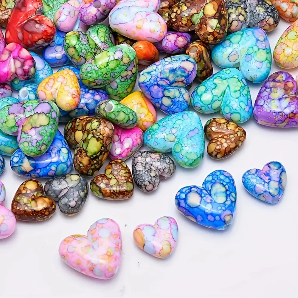 30 pieces of random color heart-shaped spacer beads, suitable for DIY jewelry making, bracelets, necklaces and string jewelry.