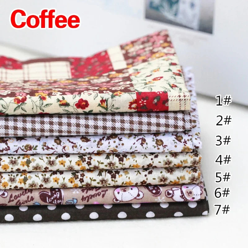 7pcs 25x25cm Cotton Fabric Squares for Sewing & Quilting