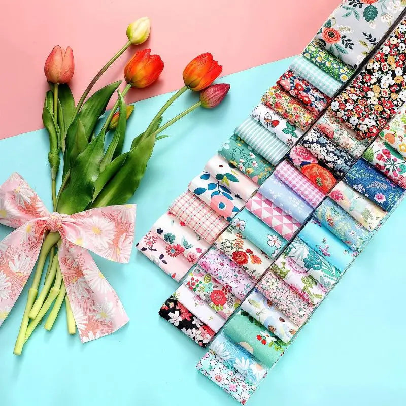 40Pcs Handmade DIY Cotton Craft Fabric Various Patterns Sewing Textiles Family Work Artcraft Fabric Doll Clothes Splicing Cloth