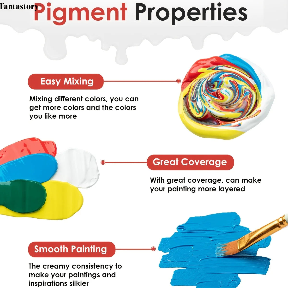 Craft Paint With 12 Brushes, Acrylic Paint Set