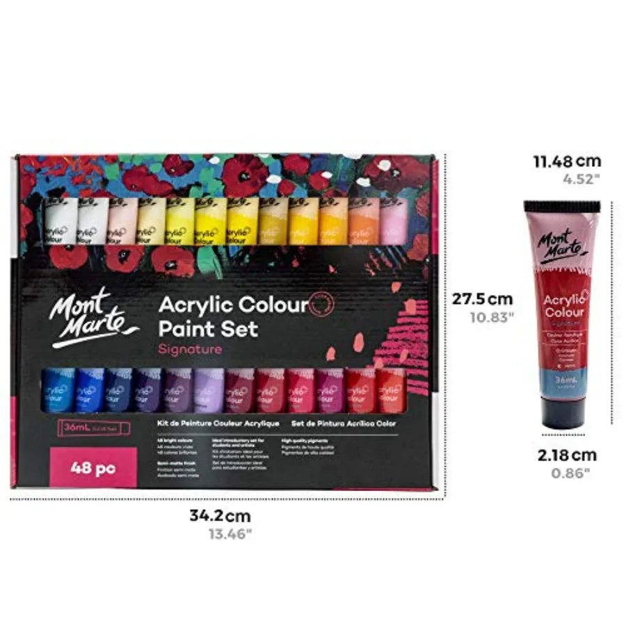 48pc Premium Acrylic Paint Kit – 36ml Bottles