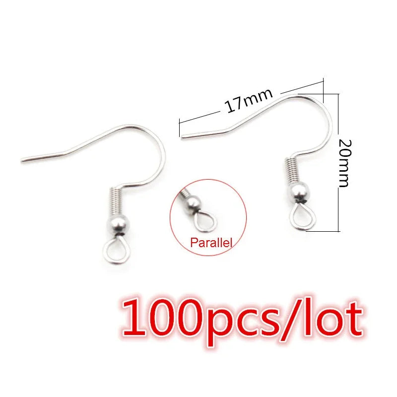 30-100pcs Stainless Steel DIY Earrings Hooks Clasp Findings Handmade Jewelry Making Accessories Earwire Accessories Steel Gold