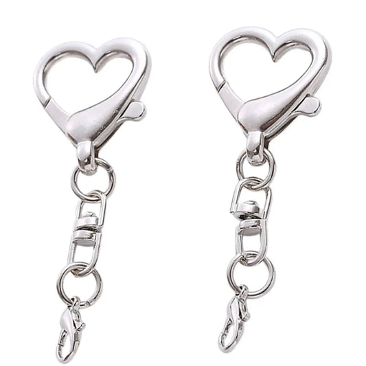 10 Pcs Unique Alloy Heart Keyring Pendant Heart Shaped Clasp For DIY Projects