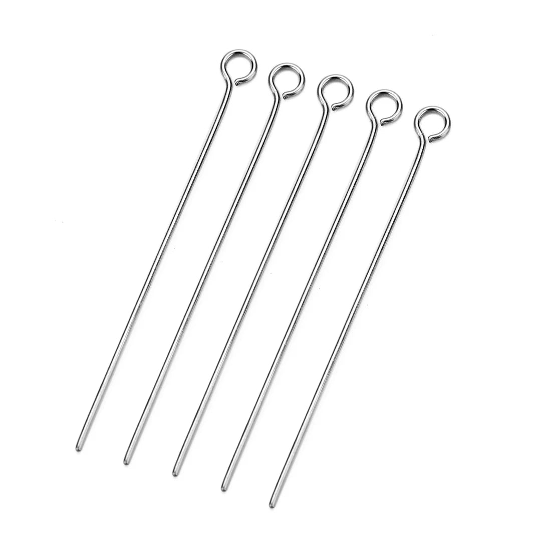 100pcs Stainless Steel Flat Head Pin Eye Pin Round Ball Pin 15 20 25 30 35 40 45 50mm Needle Pin Finding for DIY Jewelry Making