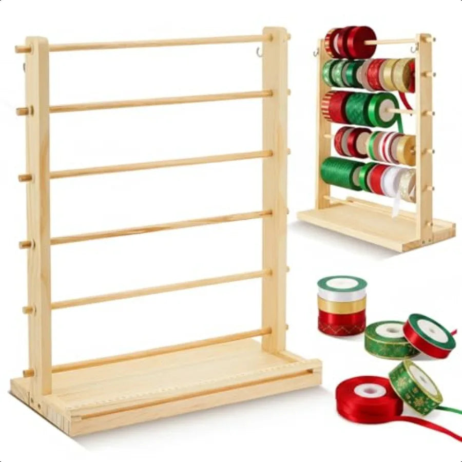 6 Tier Wooden Ribbon Storage Organizer for Sewing