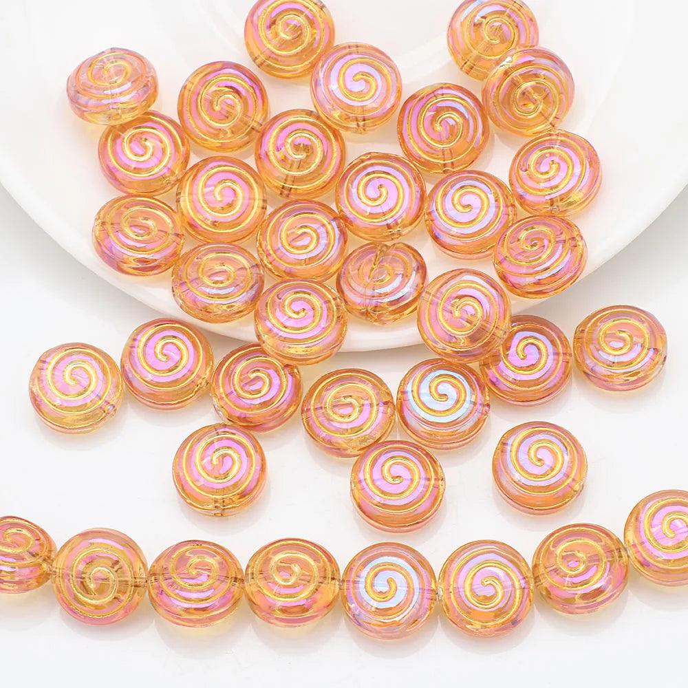 30Pcs Crystal Glass Round Beads Screw thread