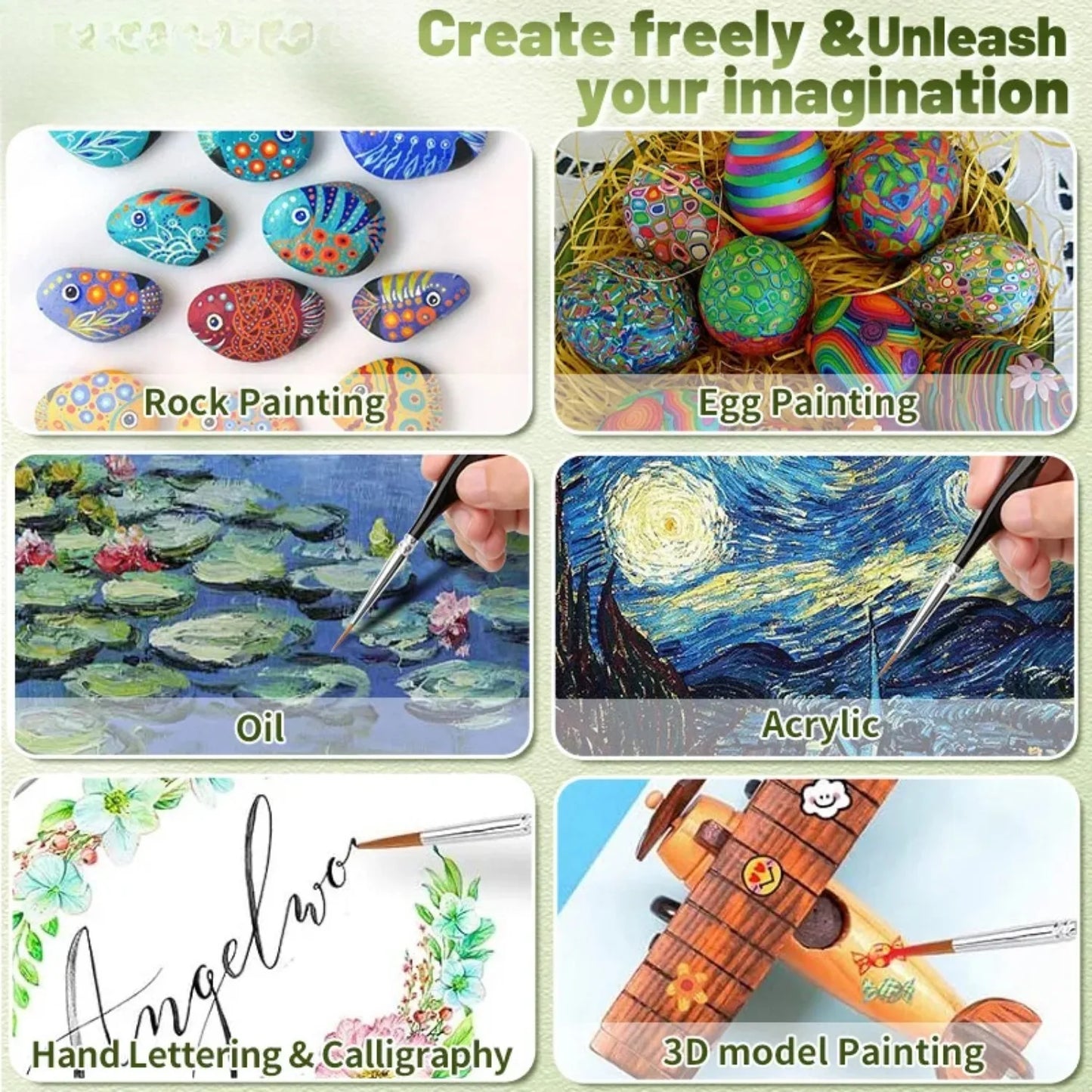 00000 Fine Tip Paint Brush Set for Acrylic, Models, Miniature Detail, Nylon Hair