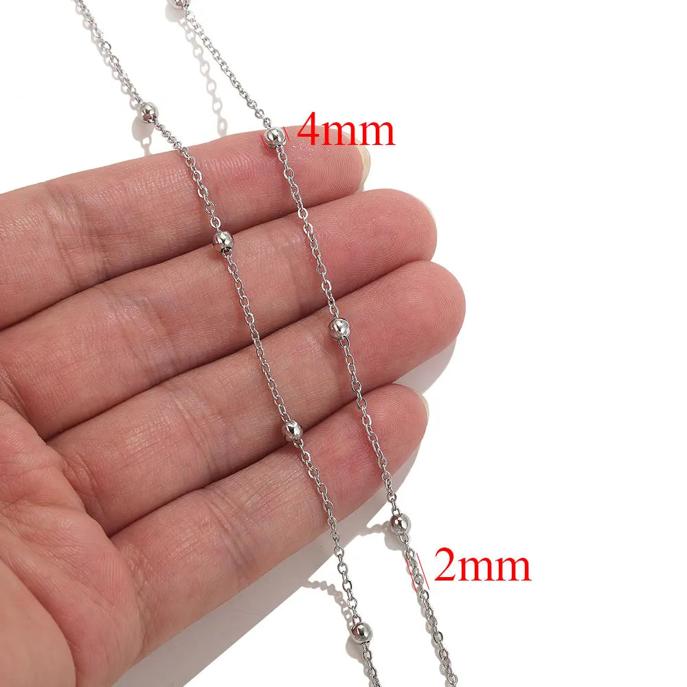 2meters Lips Beads Chain Stainless Steel Cable For Jewelry Making DIY