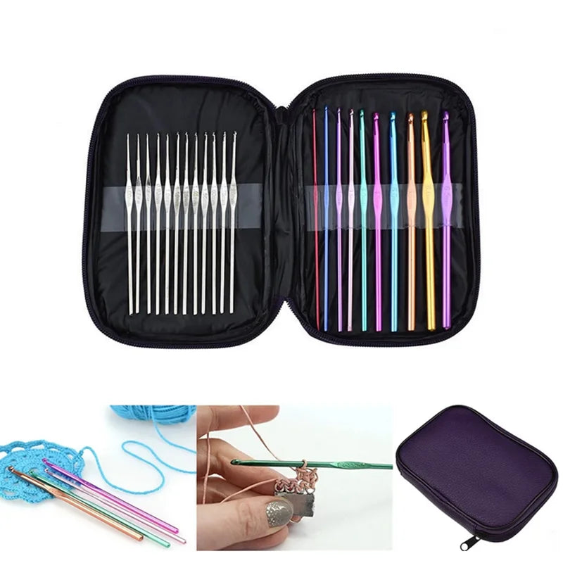 Aluminum Crochet Hooks & Knitting Needles Set 22Pcs for Yarn Craft DIY