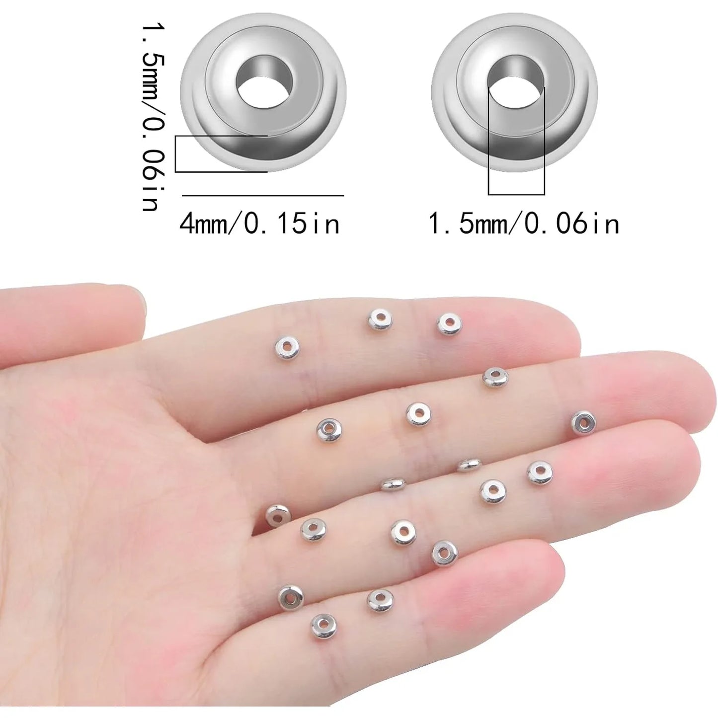 300pcs Flat Round Stainless Steel Disc Spacer Beads Accessories for DIY's