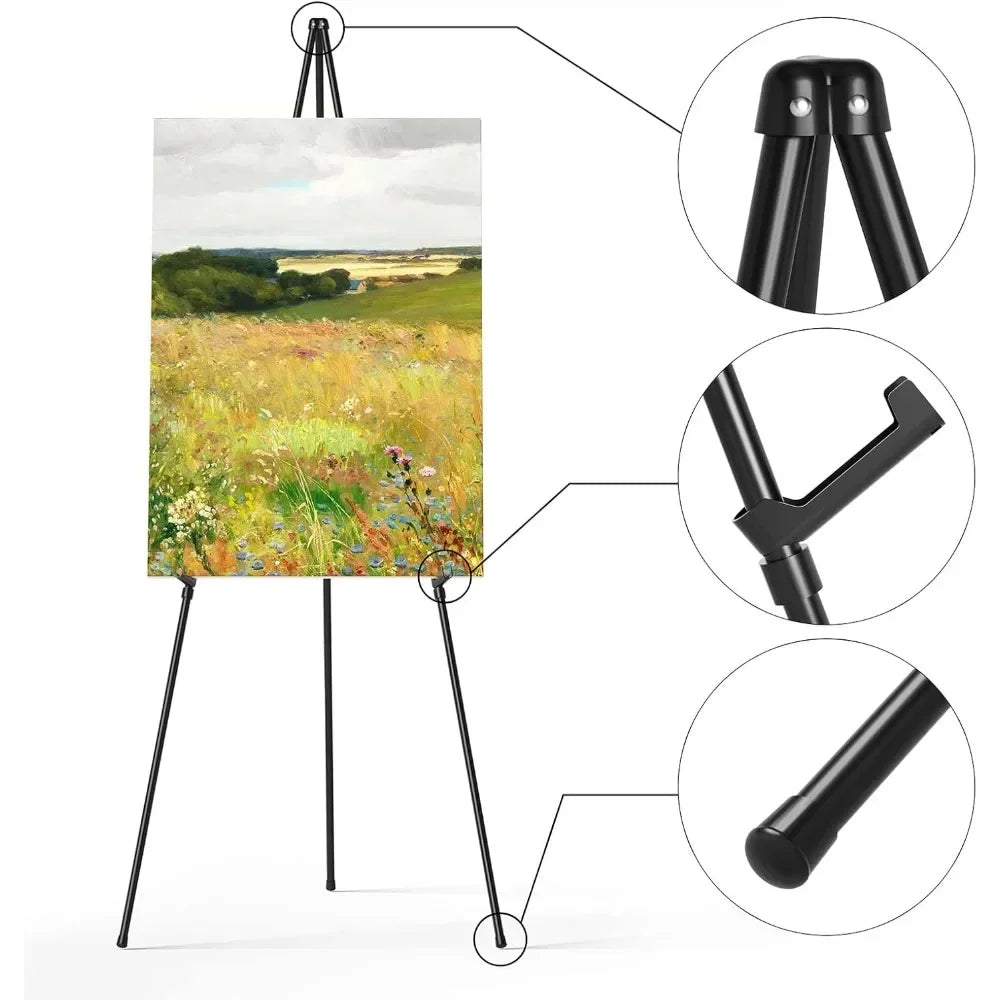 Display stand 63-inch portable easel, lightweight metal easel