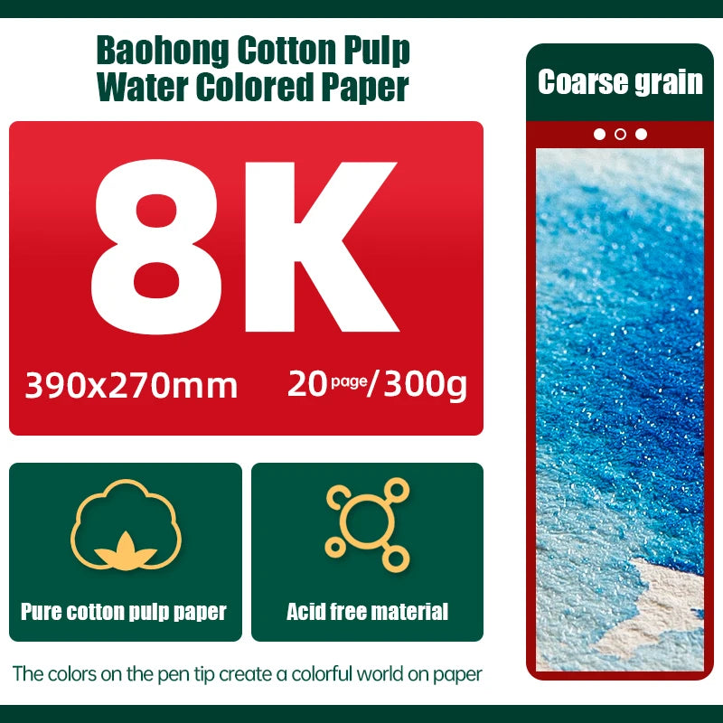 100% Cotton Watercolor Pad, 200g/300g, 20 Sheets