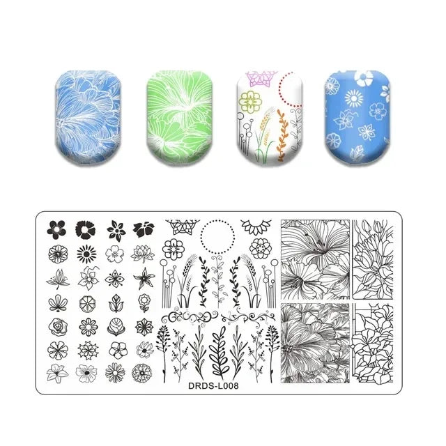 Floral Leaf Nail Stamping Plate Stainless Steel Template for Nail Art