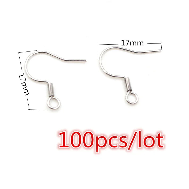 30-100pcs Stainless Steel DIY Earrings Hooks Clasp Findings Handmade Jewelry Making Accessories Earwire Accessories Steel Gold